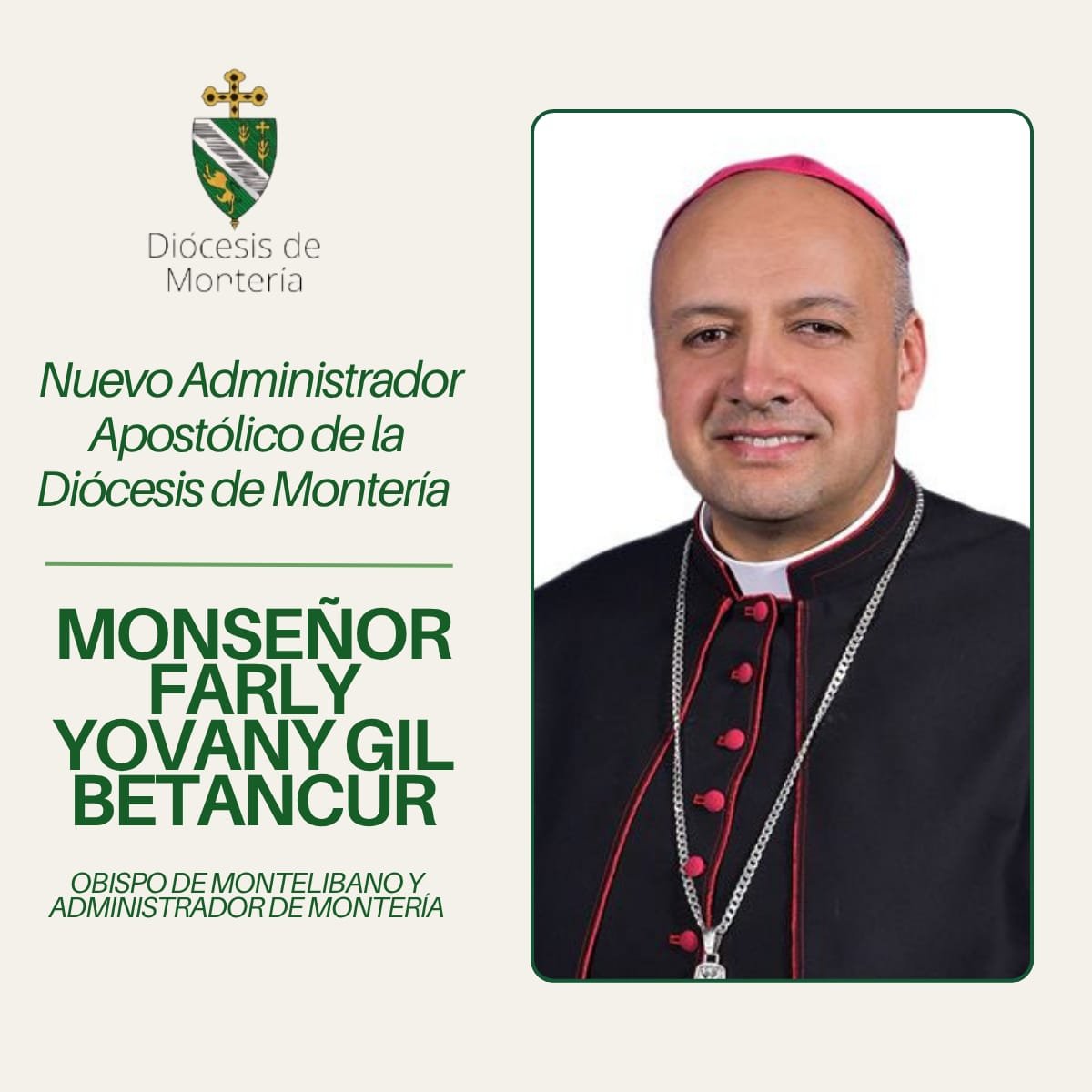 Mensaje del Administrador Apostólico a la Comunidad Diocesana de Montería