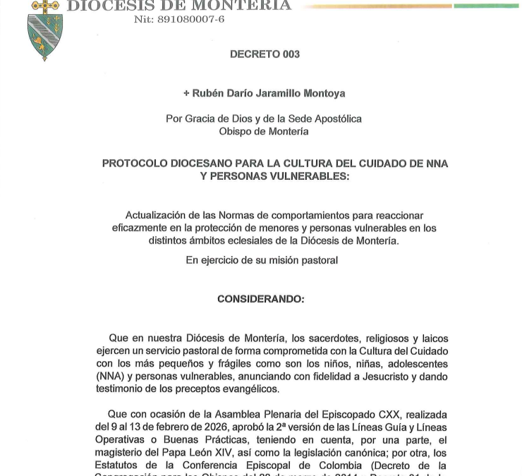Decreto 003 — Normas de Comportamiento para la Protección de Menores y Personas Vulnerables