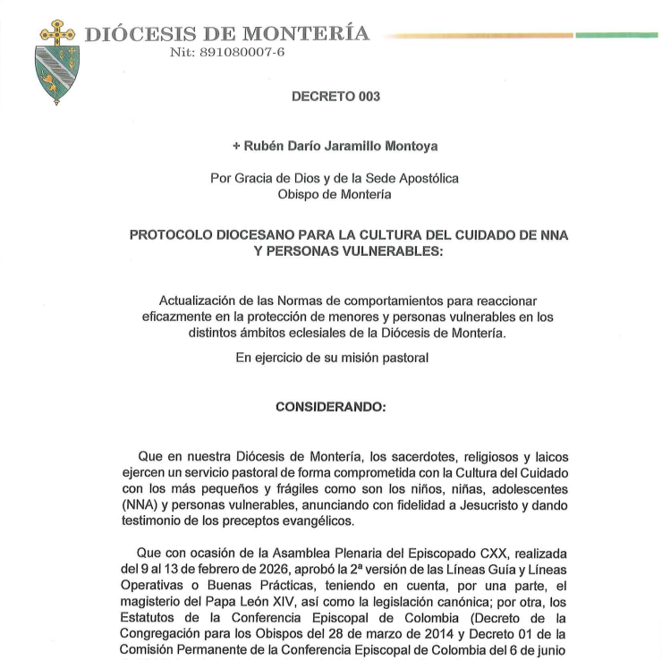 Decreto 003 — Normas de Comportamiento para la Protección de Menores y Personas Vulnerables