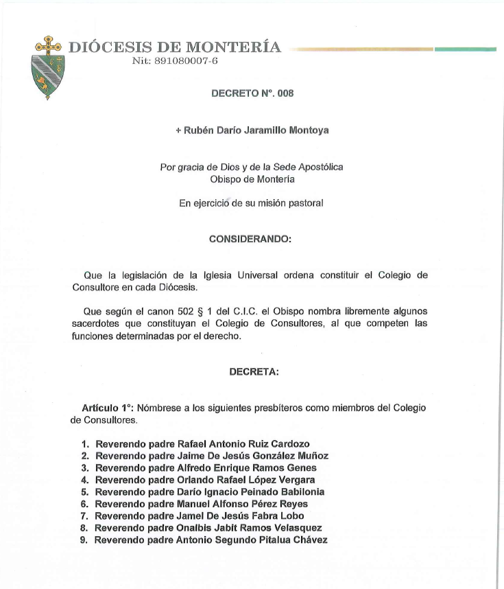 Decreto N° 008 — Colegio de Consultores