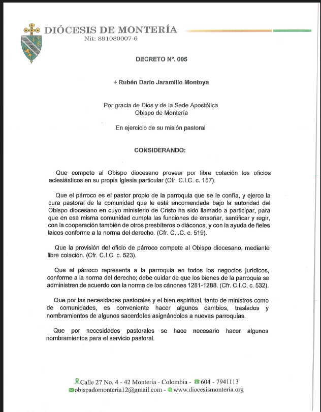 Decreto N.º 005 — Nombramientos y traslados